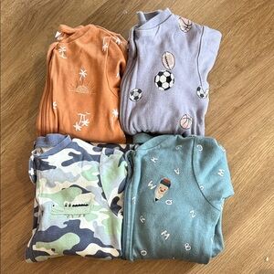 Set of Four Baby Onesies with Fun Prints - PEKKLE